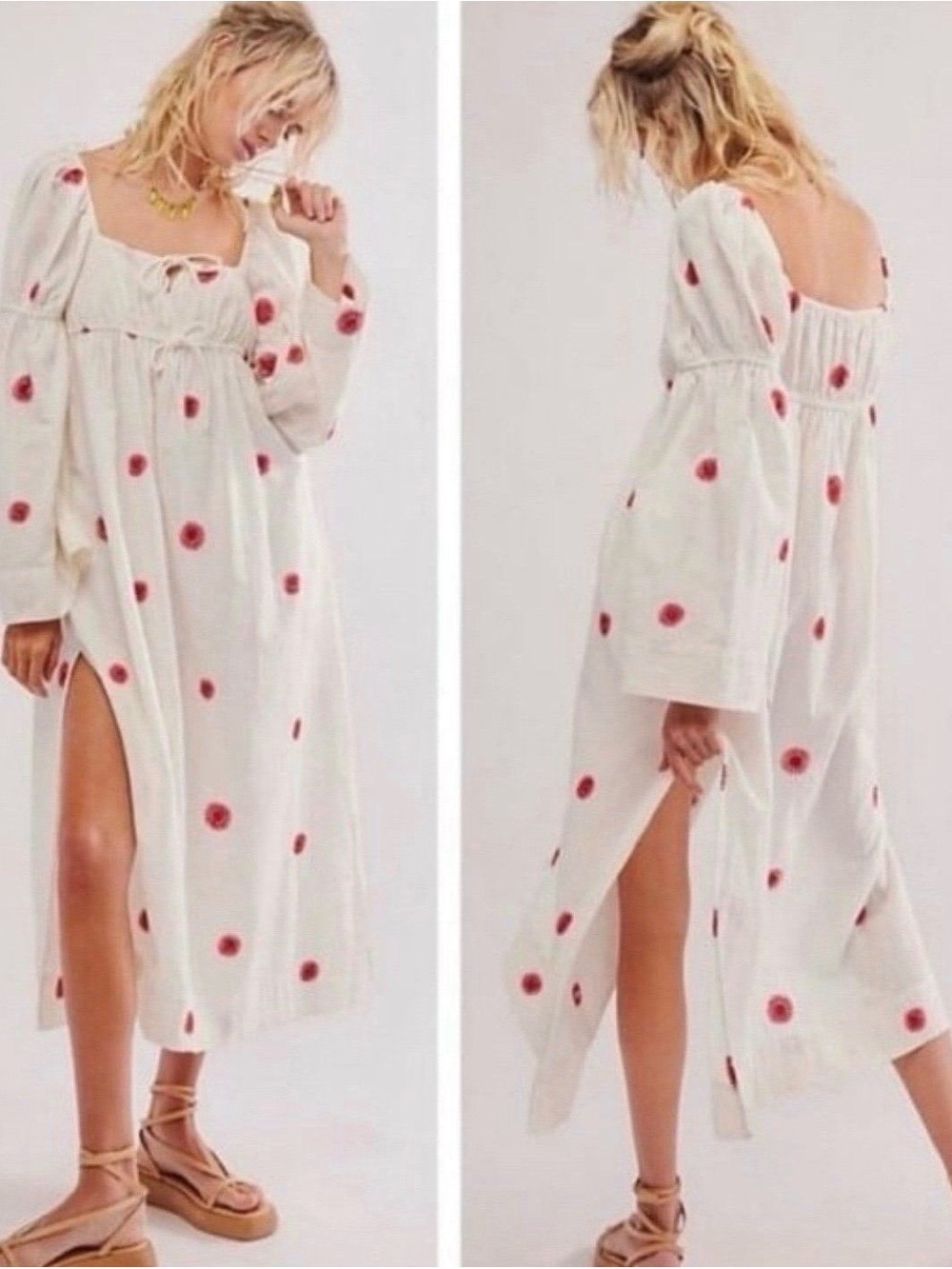 Free People Emory Embroidered Midi Dress